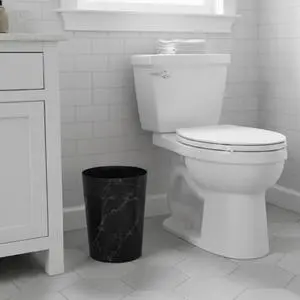 Mainstays Bathroom Trash Can, 5 Gallon Small Plastic Garbage Bin with No Lid, Black Marble Mainstays Bathroom Trash Can, 5 Gallon Small Plastic Garbage Bin with No Lid, Black Marble
