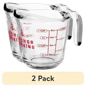 (2 pack) Anchor Hocking 1-Cup Glass Measuring Cup with Easy-Grip Handle and Spout (2 pack) Anchor Hocking 1-Cup Glass Measuring Cup with Easy-Grip Handle and Spout