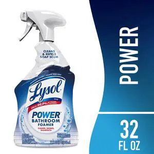 Lysol Power Foaming Bathroom Cleaner, Household Cleaning Supplies, for Bathtub, Tile, Sink & Shower, Zero Bleach, 32 fl oz Lysol Power Foaming Bathroom Cleaner, Household Cleaning Supplies, for Bathtub, Tile, Sink & Shower, Zero Bleach, 32 fl oz