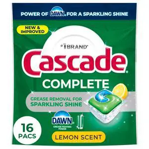 Cascade Complete Action Pacs, Dishwasher Detergent, Lemon, 16 Count Cascade Complete Action Pacs, Dishwasher Detergent, Lemon, 16 Count