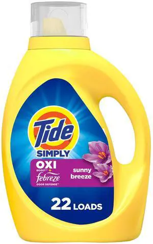 Tide Simply Laundry Detergent Liquid, Oxi Boost + Febreze Odor Defense, Sunny Breeze Scent, 31 fl oz, 22 Loads Tide Simply Laundry Detergent Liquid, Oxi Boost + Febreze Odor Defense, Sunny Breeze Scent, 31 fl oz, 22 Loads
