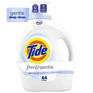Tide Free & Gentle Laundry Detergent Liquid for Sensitive Skin, Hypoallergenic, Unscented, 84 fl oz, 64 Loads Tide Free & Gentle Laundry Detergent Liquid for Sensitive Skin, Hypoallergenic, Unscented, 84 fl oz, 64 Loads