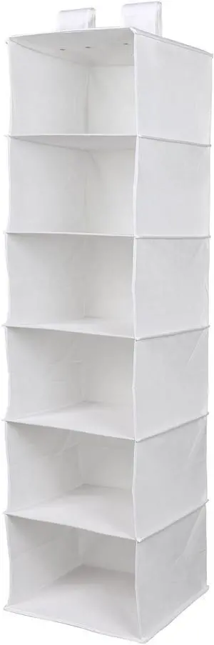 Mainstays 6 Shelf Non-Woven Hanging Closet Organizer Shelf Dividers, Arctic White Mainstays 6 Shelf Non-Woven Hanging Closet Organizer Shelf Dividers, Arctic White