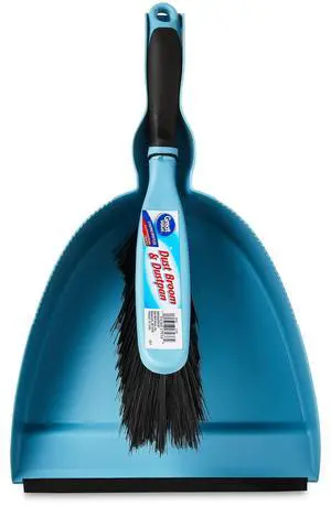 Great Value Plastic Dust Broom and Pan Set, Blue Great Value Plastic Dust Broom and Pan Set, Blue