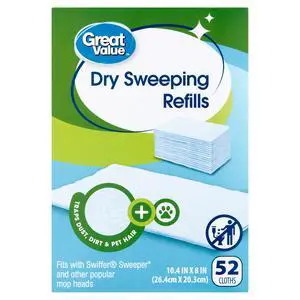 Great Value Dry Sweeping Cloth Refills, 52 Count Great Value Dry Sweeping Cloth Refills, 52 Count