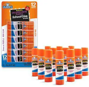 Elmer's Disappearing Purple Washable School Glue Sticks, 6 Gram, 12 Count Elmer's Disappearing Purple Washable School Glue Sticks, 6 Gram, 12 Count