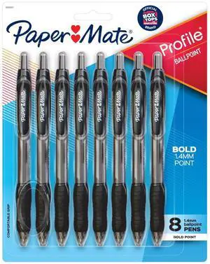 Paper Mate Profile Retractable Ballpoint Pens, 1.4 mm Bold Point, Black, 8 Count Paper Mate Profile Retractable Ballpoint Pens, 1.4 mm Bold Point, Black, 8 Count