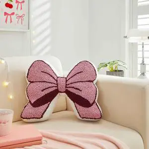 Mainstays 16 in x 13 in Pink Bow Decorative Throw Pillow Mainstays 16 in x 13 in Pink Bow Decorative Throw Pillow