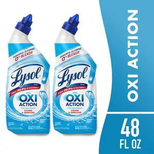 Lysol Toilet Bowl Cleaner Clinging Gel, OXI Action, Sanitizing Bathroom Cleaner and Toilet Bowl Stain Remover, Bleach Free, 24 fl oz (2 Pack) Lysol Toilet Bowl Cleaner Clinging Gel, OXI Action, Sanitizing Bathroom Cleaner and Toilet Bowl Stain Remover, Bleach Free, 24 fl oz (2 Pack)