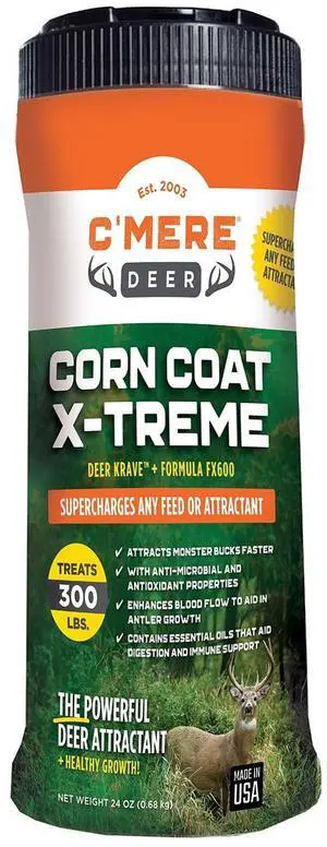 C'Mere Deer Corn Coat X-Treme Deer Attractant, 24 oz FX600 + Deer Krave Enhanced Formula C'Mere Deer Corn Coat X-Treme Deer Attractant, 24 oz FX600 + Deer Krave Enhanced Formula