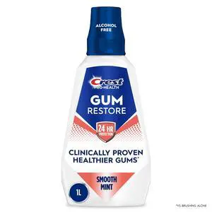 Crest Pro-Health Gum Restore Mouthwash/Mouth Rinse, Antigingivitis/Antiplaque, Alcohol Free, Smooth Mint, 1L (33.8 fl oz) Crest Pro-Health Gum Restore Mouthwash/Mouth Rinse, Antigingivitis/Antiplaque, Alcohol Free, Smooth Mint, 1L (33.8 fl oz)