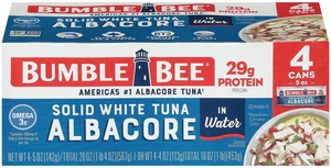 (4 Cans) Bumble Bee Solid White Albacore Tuna in Water, 5 oz (4 Cans) Bumble Bee Solid White Albacore Tuna in Water, 5 oz