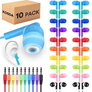XOSDA Kids Earbuds Bulk 10 Pack for Classroom School, Multi Colored Wired Earphones with 3.5 mm Jack for Students Children Boys Girls Toddler Adult XOSDA Kids Earbuds Bulk 10 Pack for Classroom School, Multi Colored Wired Earphones with 3.5 mm Jack for Students Children Boys Girls Toddler Adult