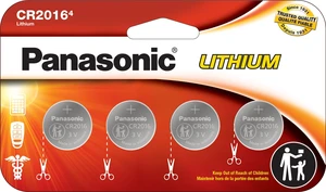 Panasonic CR2016 3.0 Volt Long Lasting Lithium Coin Cell Batteries in Child Resistant, Standards Based Packaging, 4 Pack Panasonic CR2016 3.0 Volt Long Lasting Lithium Coin Cell Batteries in Child Resistant, Standards Based Packaging, 4 Pack