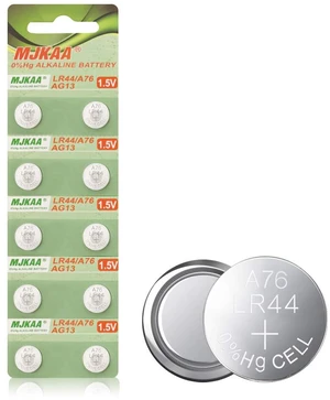 MJKAA AG13 1.5V Alkaline Button Cell Batteries (10-Pack) | LR44 Compatible with A76 357 303 SR44 L1154, For Watches, For Calculators, For Toys, For Thermometers & Small Electronics MJKAA AG13 1.5V Alkaline Button Cell Batteries (10-Pack) | LR44 Compatible with A76 357 303 SR44 L1154, For Watches, For Calculators, For Toys, For Thermometers & Small Electronics