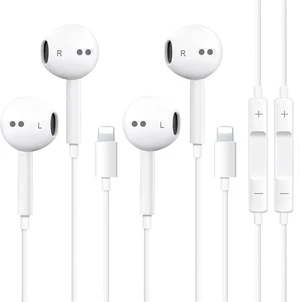 iPhone Wired Earbuds 2 Pack with Mic and Volume Control, Noise Reduction | Wired earbuds 2-pack for iPhone with a built-in mic and volume control, noise reducing in-ear fit for clearer calls. iPhone Wired Earbuds 2 Pack with Mic and Volume Control, Noise Reduction | Wired earbuds 2-pack for iPhone with a built-in mic and volume control, noise reducing in-ear fit for clearer calls.
