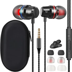 Wired Earbuds with Microphone, in-Ear Headphones with 3.5mm Jack, HiFi Stereo Sound, Noise Isolating, Volume Control, Multiple Ear Tips, Carrying Case and Cable Clip Included for Radio/Phone Wired Earbuds with Microphone, in-Ear Headphones with 3.5mm Jack, HiFi Stereo Sound, Noise Isolating, Volume Control, Multiple Ear Tips, Carrying Case and Cable Clip Included for Radio/Phone