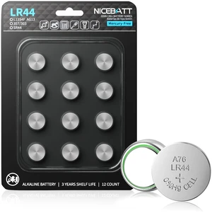NICEBATT A76 357/303 LR44 Batteries 12 Pack, AG13 L1154F 357 303 SR44 76A Premium Alkaline 1.5V Button Coin Cell Battery NICEBATT A76 357/303 LR44 Batteries 12 Pack, AG13 L1154F 357 303 SR44 76A Premium Alkaline 1.5V Button Coin Cell Battery