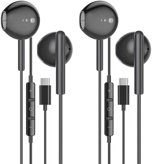 USB C Headphones for iPhone 17/16/15 Pro Maxin Ear Wired Earbuds | 2 Pack Black Earphones, Type C Earpods, With Microphone,HiFi Stere,Noise Isolating USB C Headphones for iPhone 17/16/15 Pro Maxin Ear Wired Earbuds | 2 Pack Black Earphones, Type C Earpods, With Microphone,HiFi Stere,Noise Isolating