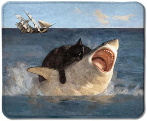 Foritho Funny Shark Mouse Pad, Funny Black Cat Attack Shark Mouse Pads for Wireless Mouse Computers Laptop Desk Accessories, Black Cat Office Supplies, 9.5x7.9 Inch Foritho Funny Shark Mouse Pad, Funny Black Cat Attack Shark Mouse Pads for Wireless Mouse Computers Laptop Desk Accessories, Black Cat Office Supplies, 9.5x7.9 Inch