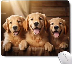 Cute Dog Mouse Pad,Three Adorable Golden Retrievers Healing Smiles That Blend Seamlessly with The Warmth of a Lazy Afternoon Sun Mouse Pad, Non-Slip Rubber Base Mousepad Waterproof for Kids Desk Pad Cute Dog Mouse Pad,Three Adorable Golden Retrievers Healing Smiles That Blend Seamlessly with The Warmth of a Lazy Afternoon Sun Mouse Pad, Non-Slip Rubber Base Mousepad Waterproof for Kids Desk Pad