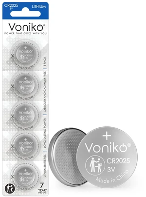 Voniko CR2025 3V Lithium Batteries 5 Pack for Child Safety, Compatible with Remotes, Key Fobs, Watches, Calculators - 7 Years Shelf Life Voniko CR2025 3V Lithium Batteries 5 Pack for Child Safety, Compatible with Remotes, Key Fobs, Watches, Calculators - 7 Years Shelf Life