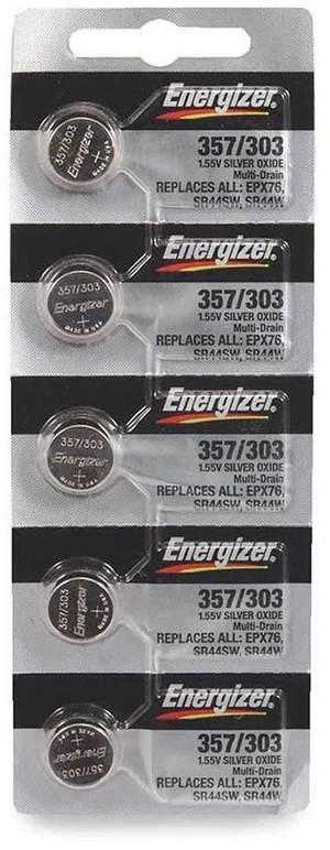 Energizer 357/303 Silver Oxide Battery: Card of 5 Energizer 357/303 Silver Oxide Battery: Card of 5