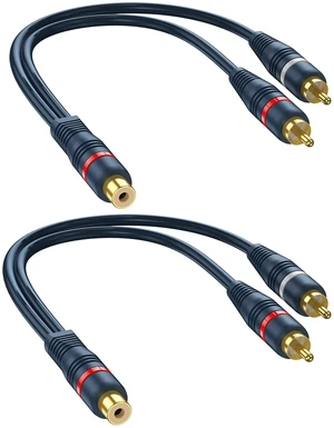RCA Splitter 1 Female to 2 Male 2 Pack, RCA Y Splitter Audio Cable Split | Dark Blue Adapter 8 inch for TV Subwoofer Car Stereo Speaker Amplifer RCA Splitter 1 Female to 2 Male 2 Pack, RCA Y Splitter Audio Cable Split | Dark Blue Adapter 8 inch for TV Subwoofer Car Stereo Speaker Amplifer