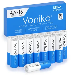 Voniko AA Batteries 16 Pack - 1.5V Alkaline Double A Batteries | Ultra-Power AA Batteries, 10-Year Shelf Life, Leakproof Design, 50 Percent More Power for Remotes, Toys & Smoke Detectors Voniko AA Batteries 16 Pack - 1.5V Alkaline Double A Batteries | Ultra-Power AA Batteries, 10-Year Shelf Life, Leakproof Design, 50 Percent More Power for Remotes, Toys & Smoke Detectors