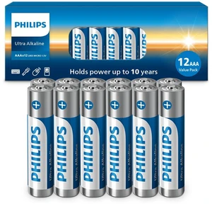 Philips AAA Batteries 12 Pack, 1.5v Ultra Alkaline Triple A. Batteries, 10-Year Shelf Life, Ultimate Long-Lasting AAA Battery, 129% More Power for Your Devices, Leak-Proof, Premium Performance. Philips AAA Batteries 12 Pack, 1.5v Ultra Alkaline Triple A. Batteries, 10-Year Shelf Life, Ultimate Long-Lasting AAA Battery, 129% More Power for Your Devices, Leak-Proof, Premium Performance.