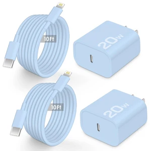 AISNI Fast Charger for iPhone 14 13 with 10 Ft iPhone Charger Cable | 2 Pack 20W PD USB C Charger Block Long Fast Chargers Compatible with iPhone 14 Plus/14/13/12/11 Pro Max-Blue AISNI Fast Charger for iPhone 14 13 with 10 Ft iPhone Charger Cable | 2 Pack 20W PD USB C Charger Block Long Fast Chargers Compatible with iPhone 14 Plus/14/13/12/11 Pro Max-Blue