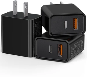 3 Pack Type C Charger, Dual Port USB C Wall Plug 20W PD & QC USB A Fast Charging Block for Samsung Galaxy S24 S23/S3+/S23 Ultra/S22/S22+/S22 FE/Note 20 Ultra/10, iPhone 16/17 Brick Box(Black) 3 Pack Type C Charger, Dual Port USB C Wall Plug 20W PD & QC USB A Fast Charging Block for Samsung Galaxy S24 S23/S3+/S23 Ultra/S22/S22+/S22 FE/Note 20 Ultra/10, iPhone 16/17 Brick Box(Black)