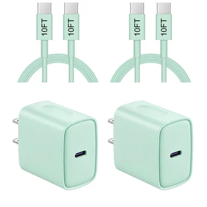 iPhone 17 16 15 Charger Fast Charging 10FT - 20W USB C Charger Block | with 10FT Type C to C Cable Compatible with iPhone 17/17 Pro/17 Pro Max/Air/16/16e/15, iPad Pro, iPad Air (Green) iPhone 17 16 15 Charger Fast Charging 10FT - 20W USB C Charger Block | with 10FT Type C to C Cable Compatible with iPhone 17/17 Pro/17 Pro Max/Air/16/16e/15, iPad Pro, iPad Air (Green)
