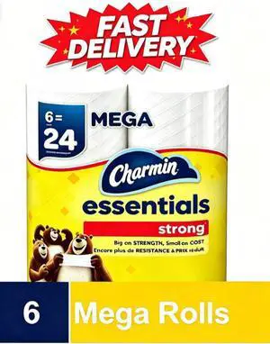Charmin Essentials Strong Toilet Paper 6 Mega Rolls, 429 Sheets Per Roll Charmin Essentials Strong Toilet Paper 6 Mega Rolls, 429 Sheets Per Roll