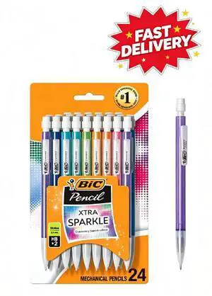 BIC Xtra Sparkle Mechanical Pencils, No. 2, Back to School Supplies, 0.7 mm, 24-Count (Barrel Colors May Vary) BIC Xtra Sparkle Mechanical Pencils, No. 2, Back to School Supplies, 0.7 mm, 24-Count (Barrel Colors May Vary)