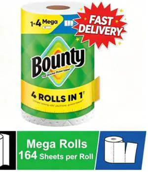 Bounty Paper Towels Select-A-Size White, 1 Mega Roll, 164 Sheets per Roll Bounty Paper Towels Select-A-Size White, 1 Mega Roll, 164 Sheets per Roll