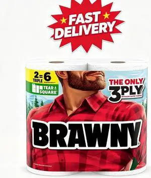 Brawny Tear-A-Square 3-Ply Paper Towels, 2 Triple Rolls, 114 Sheets per Roll Brawny Tear-A-Square 3-Ply Paper Towels, 2 Triple Rolls, 114 Sheets per Roll