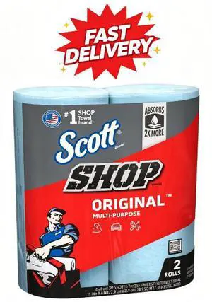 Scott Multi-Purpose, Shop Towel, 2 Rolls, 55 Sheets Per Roll (110 Total Sheets) Scott Multi-Purpose, Shop Towel, 2 Rolls, 55 Sheets Per Roll (110 Total Sheets)