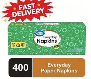 Great Value Everyday Paper Napkins, White, 400 Count, 1-Ply Disposable Great Value Everyday Paper Napkins, White, 400 Count, 1-Ply Disposable