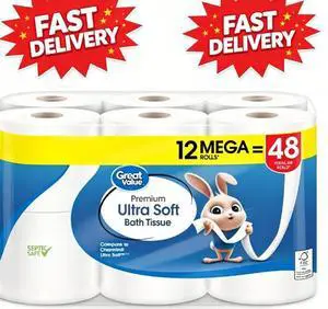 Great Value Ultra Soft Toilet Paper, 12 Mega Rolls, Compare to Charmin® Ultra Soft Great Value Ultra Soft Toilet Paper, 12 Mega Rolls, Compare to Charmin® Ultra Soft