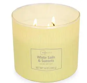 Mainstays 3-Wick Textured Wrapped Candle, White Sails and Sunsets, 14 oz Mainstays 3-Wick Textured Wrapped Candle, White Sails and Sunsets, 14 oz