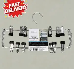 Mainstays 6-Tier Space-Saving Chrome Metal Pant & Skirt Hanger Mainstays 6-Tier Space-Saving Chrome Metal Pant & Skirt Hanger