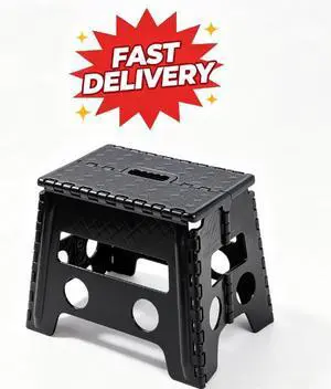 Mainstays One Step Folding Step Stool, Black Plastic Mainstays One Step Folding Step Stool, Black Plastic