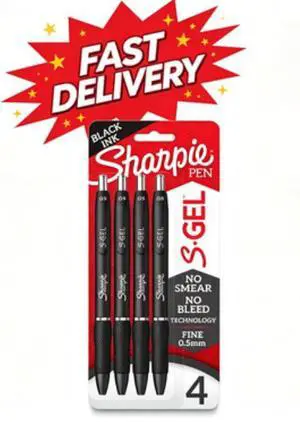 Sharpie S-Gel Pens 0.5 mm Pen Point Size, Black Gel-based Ink, 4-Pack Sharpie S-Gel Pens 0.5 mm Pen Point Size, Black Gel-based Ink, 4-Pack