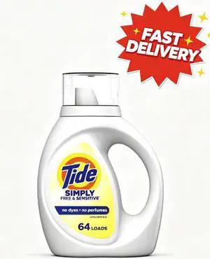 Tide Simply Liquid Laundry Detergent, Free & Sensitive, 84 fl oz, 64 Loads Tide Simply Liquid Laundry Detergent, Free & Sensitive, 84 fl oz, 64 Loads