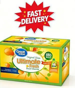 Great Value Ultimate Fresh Dryer Sheets, Original Clean, 180 Count, Compare to Gain® Great Value Ultimate Fresh Dryer Sheets, Original Clean, 180 Count, Compare to Gain®