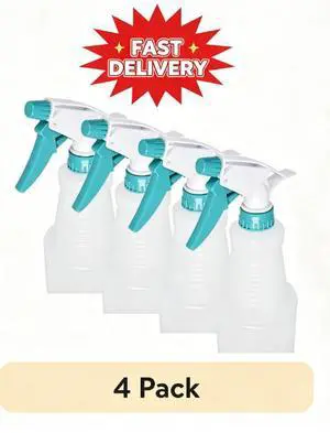 (4 pack) Mainstays Plastic Clear Spray Bottle with Teal Lid and Nozzle, 28 oz. (4 pack) Mainstays Plastic Clear Spray Bottle with Teal Lid and Nozzle, 28 oz.