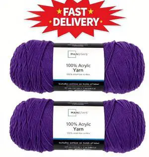 (2 pack) Mainstays Medium Acrylic Purple Yarn, 7 Oz 397 Yards (2 pack) Mainstays Medium Acrylic Purple Yarn, 7 Oz 397 Yards