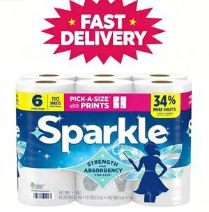Sparkle Pick-A-Size Paper Towels, Multi-Color, 6 Double Rolls, 110 Sheets per Roll Sparkle Pick-A-Size Paper Towels, Multi-Color, 6 Double Rolls, 110 Sheets per Roll