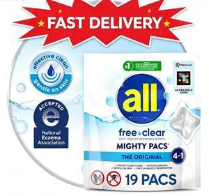 all Unit Dose Laundry Detergent, Mighty Pacs, Free Clear, 19 Count all Unit Dose Laundry Detergent, Mighty Pacs, Free Clear, 19 Count